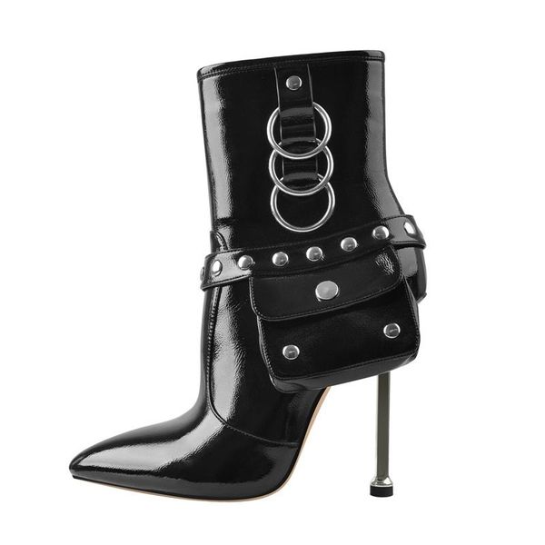 boots richealnana women's pointed toe metal thin heels ankle bag attached booties rivet and loop fashion modern shoes large size, Black
boots richealnana women's pointed toe metal thin heels ankle bag attached booties rivet and loop fashion modern shoes large size, Black