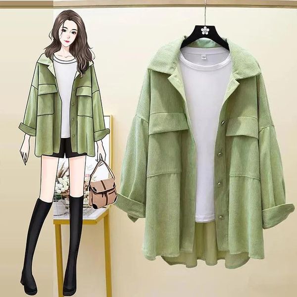 women's hoodies & sweatshirts plus size spring 2021 korean version of the jacket single-breasted loose and thin corduroy shirt coat fem, Black
women's hoodies & sweatshirts plus size spring 2021 korean version of the jacket single-breasted loose and thin corduroy shirt coat fem, Black