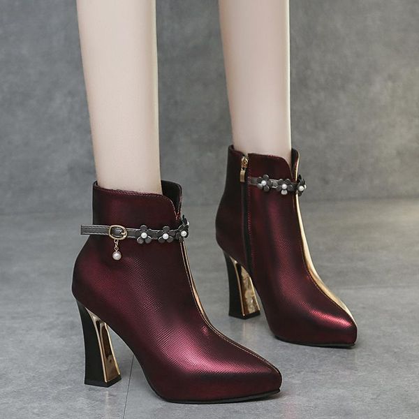 boots super high heel ankle women shoes winter warm pointed toe elegant metal short black red botines mujer
boots super high heel ankle women shoes winter warm pointed toe elegant metal short black red botines mujer