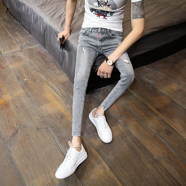 men's jeans spring autumn teenagers casual cropped trousers men's self-cultivation feet pants hole trend all-match korean pencil j, Blue
men's jeans spring autumn teenagers casual cropped trousers men's self-cultivation feet pants hole trend all-match korean pencil j, Blue