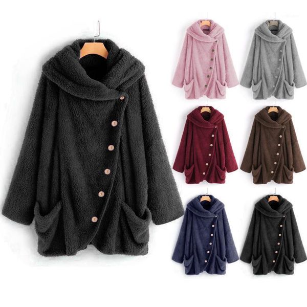 women's jackets women fleece oversize soild color button casual turtleneck big pockets cloak coats vintage winter warm, Black;brown
women's jackets women fleece oversize soild color button casual turtleneck big pockets cloak coats vintage winter warm, Black;brown