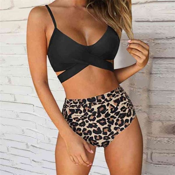 swimsuit women high waisted bikini woman criss cross set leopard print beachwear bathing suit push up swimwear 210714, White;black
swimsuit women high waisted bikini woman criss cross set leopard print beachwear bathing suit push up swimwear 210714, White;black