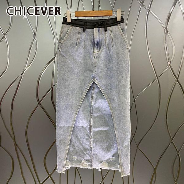 skirts chicever blue denim skirt for women high waist irregular hem solid minimalist patchwork tassel ankle length female 2021, Black
skirts chicever blue denim skirt for women high waist irregular hem solid minimalist patchwork tassel ankle length female 2021, Black
