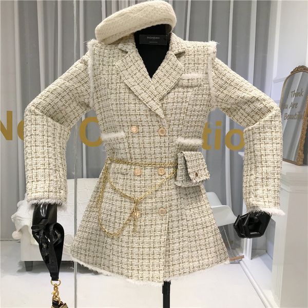 gold thread plaid suit coat women notched double breasted feather tassel trim slim tweed jacket with belt bag, Black
gold thread plaid suit coat women notched double breasted feather tassel trim slim tweed jacket with belt bag, Black