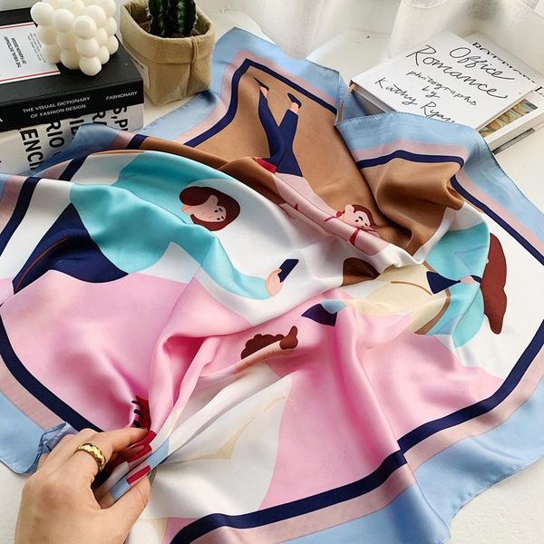 scarves 2021 silk scarf women neck hair foulard square small headband fashion print neckerchief bandana shawls and wraps, Blue;gray 
scarves 2021 silk scarf women neck hair foulard square small headband fashion print neckerchief bandana shawls and wraps, Blue;gray
