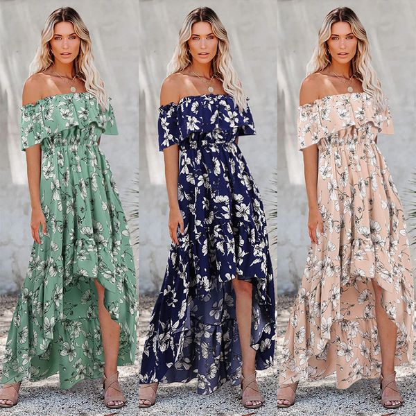 casual dresses women vintage floral printed spring summer boho beach off shoulder sleeve split dress slash neck robe femme, Black;gray 
casual dresses women vintage floral printed spring summer boho beach off shoulder sleeve split dress slash neck robe femme, Black;gray