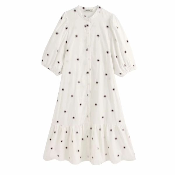 fashion women flower embroidery puff sleeve white midi dress casual lady stand collar loose dresses d5113 210430, Black;gray
fashion women flower embroidery puff sleeve white midi dress casual lady stand collar loose dresses d5113 210430, Black;gray