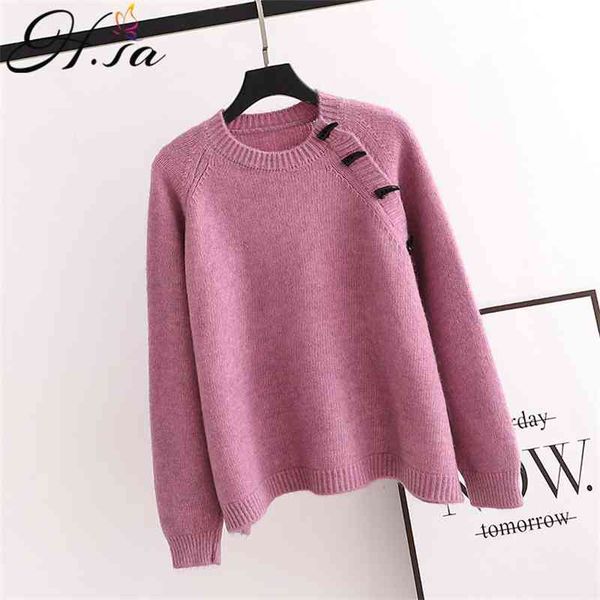 h.sa women winter clothing oneck horn button candy color solid sweater and knit pullovers oversized christmas pull jumpers 210417, White;black
h.sa women winter clothing oneck horn button candy color solid sweater and knit pullovers oversized christmas pull jumpers 210417, White;black