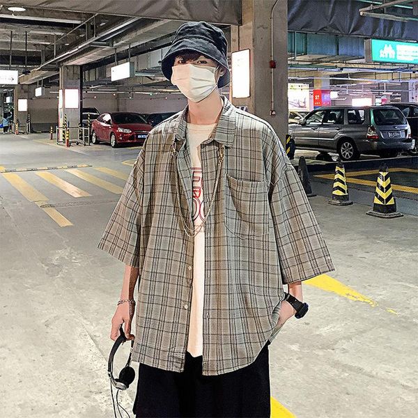 men's casual shirts summer plaid shirt men korean fashion loose social all-match streetwear short-sleeved s-3xl, White;black
men's casual shirts summer plaid shirt men korean fashion loose social all-match streetwear short-sleeved s-3xl, White;black