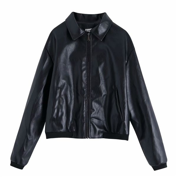 elegant women faux leather coat autumn fashion ladies zipper jacket streetwear female moto pocket chic girls 210427, Black
elegant women faux leather coat autumn fashion ladies zipper jacket streetwear female moto pocket chic girls 210427, Black