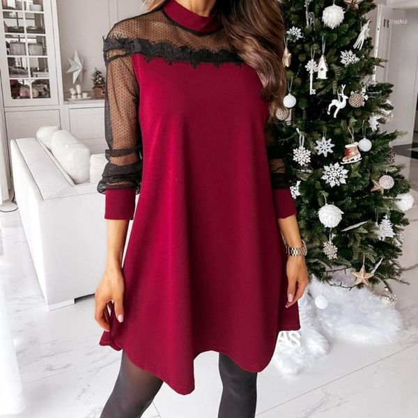 women elegant polka dot print lace mesh sheer long sleeve loose party mini dress dress1, Black;gray
women elegant polka dot print lace mesh sheer long sleeve loose party mini dress dress1, Black;gray