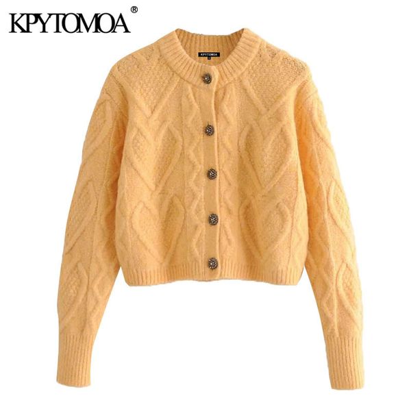 women fashion bejewelled button cropped cable-knit cardigan sweater vintage long sleeve female outerwear chic 210416, White;black
women fashion bejewelled button cropped cable-knit cardigan sweater vintage long sleeve female outerwear chic 210416, White;black
