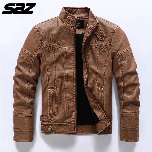 saz 2021 fashion clothes men's leather jacket casual patchwork stand collar zipper men jackets, Black;brown
saz 2021 fashion clothes men's leather jacket casual patchwork stand collar zipper men jackets, Black;brown