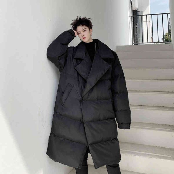men's down & parkas blends harajuku style inclined placket thickened jacket suit large lapel silhouette loose cloak cotton coat x58e, Black
men's down & parkas blends harajuku style inclined placket thickened jacket suit large lapel silhouette loose cloak cotton coat x58e, Black