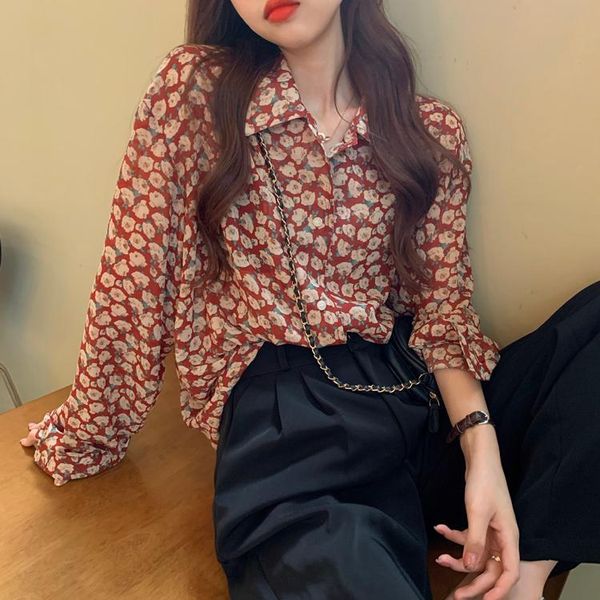 women's blouses & shirts 2021 loose red flower blouse female autumn summer retro long-sleeved floral, White
women's blouses & shirts 2021 loose red flower blouse female autumn summer retro long-sleeved floral, White