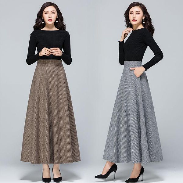skirts 2021 women autumn winter vintage woolen female casual high waist a-line plaid skirt lady solid mid-long pleated f58, Black
skirts 2021 women autumn winter vintage woolen female casual high waist a-line plaid skirt lady solid mid-long pleated f58, Black