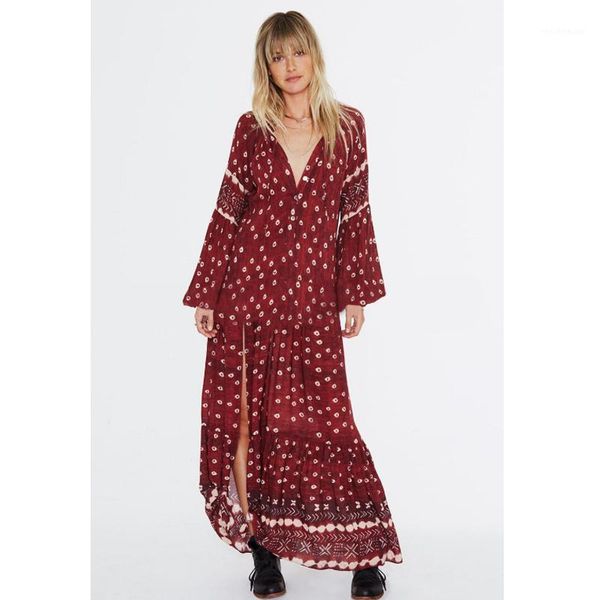 red bohemian printed v-neck bishop sleeve button front open summer dress for women clothes streetwear maxi dresses a502 casual, Black;gray
red bohemian printed v-neck bishop sleeve button front open summer dress for women clothes streetwear maxi dresses a502 casual, Black;gray