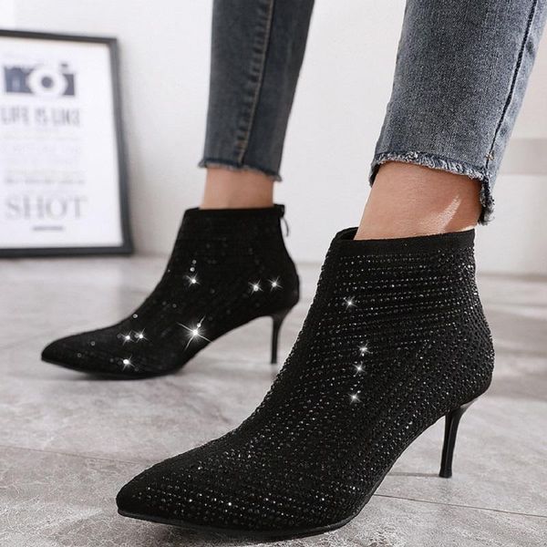 boots women booties luxury crystal high heels ankle autumn winter pointed toe ladies shoes black botas mujer
boots women booties luxury crystal high heels ankle autumn winter pointed toe ladies shoes black botas mujer