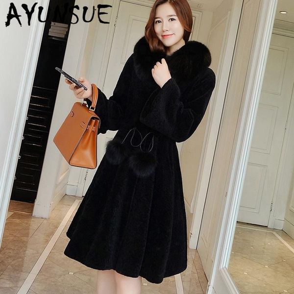women's fur & faux ayunsue real coat female 100% wool warm winter clothes women collar hooded woman jacket 2021 mujeres abrigos 1713, Black
women's fur & faux ayunsue real coat female 100% wool warm winter clothes women collar hooded woman jacket 2021 mujeres abrigos 1713, Black