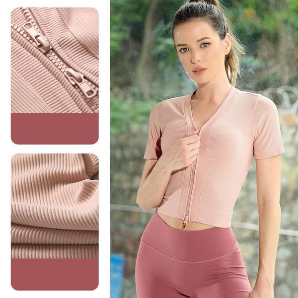 yoga outfit women v neck double zipper short sleeve t-shirts knitted tight sport shirts for workout fitness gym sportwear crop
yoga outfit women v neck double zipper short sleeve t-shirts knitted tight sport shirts for workout fitness gym sportwear crop