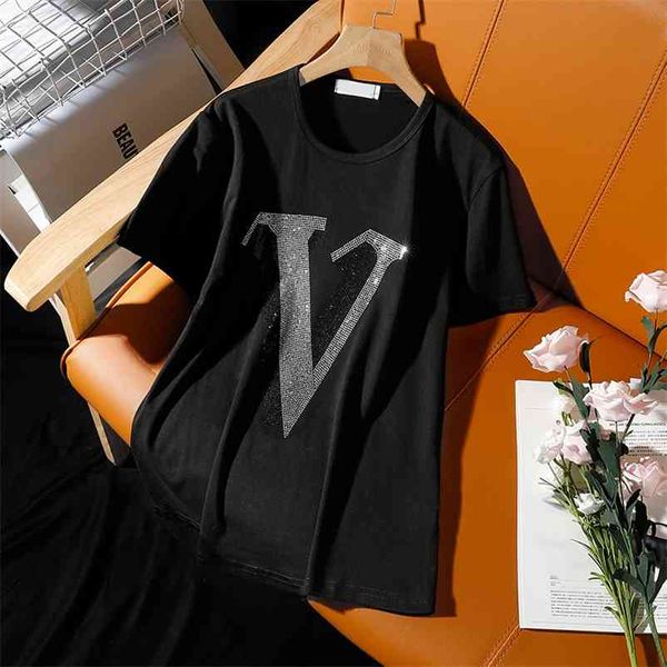 fashion leisure diamonds alphabet v short-sleeve t-shirt female summer new drill loose plus size 250g women 210401, White
fashion leisure diamonds alphabet v short-sleeve t-shirt female summer new drill loose plus size 250g women 210401, White