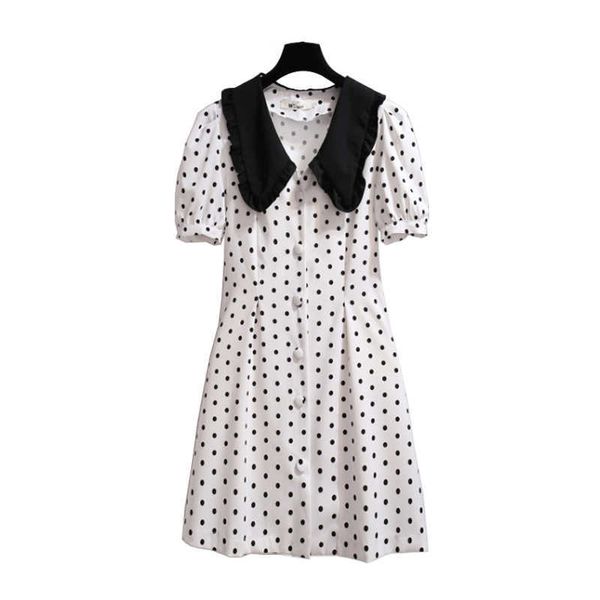 perhaps u turn down collar button short sleeve mini dress white polka dot black summer women female puff sleeve d1808 210529, Black;gray
perhaps u turn down collar button short sleeve mini dress white polka dot black summer women female puff sleeve d1808 210529, Black;gray