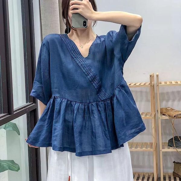 women's blouses & shirts women pullovers shirt 2021 summer loose casual blouse ladies v-neck spliced short sleeve mori girl, White
women's blouses & shirts women pullovers shirt 2021 summer loose casual blouse ladies v-neck spliced short sleeve mori girl, White