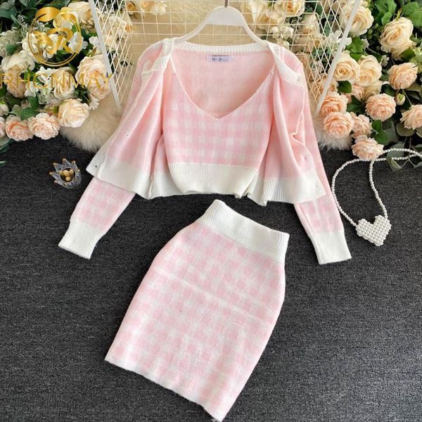 autumn 3 pcs set womens tracksuits sweaters fashion korean cardigans vest mini skirt knitted suit, Gray
autumn 3 pcs set womens tracksuits sweaters fashion korean cardigans vest mini skirt knitted suit, Gray