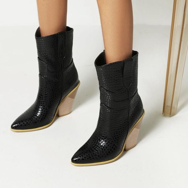 boots classic embroidered western pu leather wedge high heel ankle pointed winter cowboy fashion women shoe, Black
boots classic embroidered western pu leather wedge high heel ankle pointed winter cowboy fashion women shoe, Black