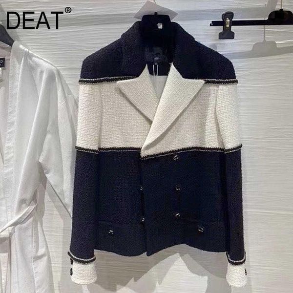 women's suits & blazers deat 2021 spring and autumn fashion women clothes notched collar woolen double breasted contrast colors blazer, White;black
women's suits & blazers deat 2021 spring and autumn fashion women clothes notched collar woolen double breasted contrast colors blazer, White;black