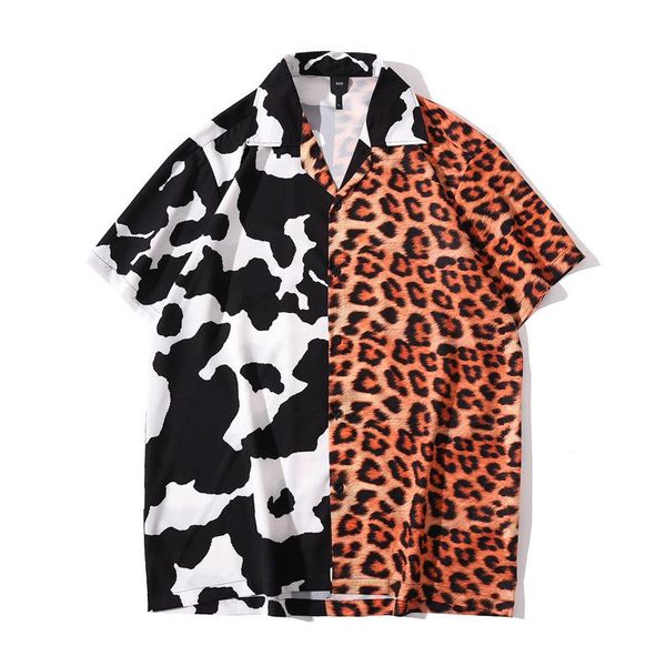men's casual shirts leopard patchwork hawaiian beach summer korean style vintage print oversized short sleeve shirt man top, White;black
men's casual shirts leopard patchwork hawaiian beach summer korean style vintage print oversized short sleeve shirt man top, White;black