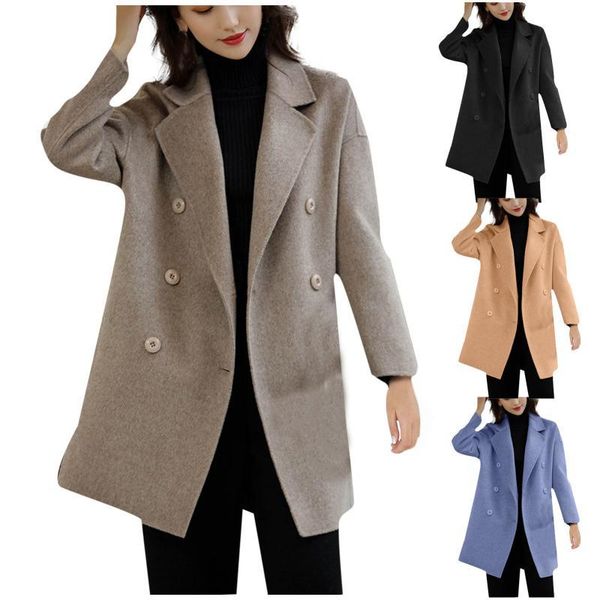 women's wool & blends coat women loose fur natural mid-length woolen solid vintage winter office long sleeve button v0n9, Black
women's wool & blends coat women loose fur natural mid-length woolen solid vintage winter office long sleeve button v0n9, Black