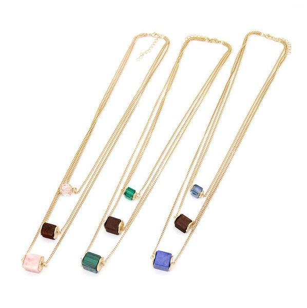 pendant necklaces fashion 3 layers square wheel turning stone gift for women, Silver
pendant necklaces fashion 3 layers square wheel turning stone gift for women, Silver