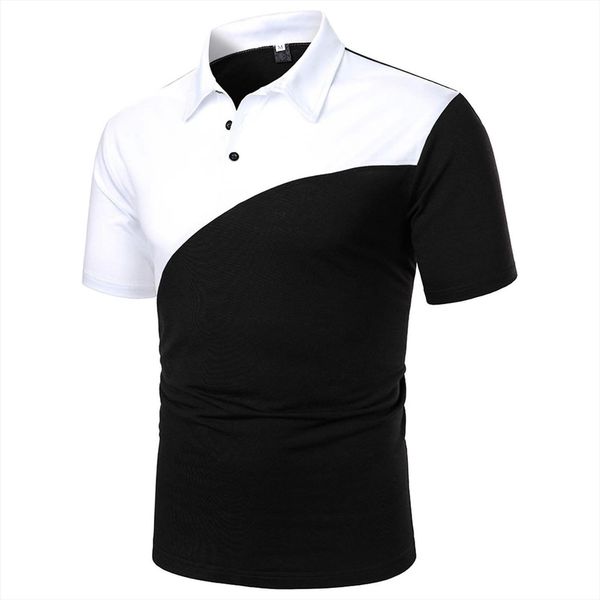 shirt black white stitching mens polo shirts camisa casual lapel homme business tees fashion, White;black
shirt black white stitching mens polo shirts camisa casual lapel homme business tees fashion, White;black