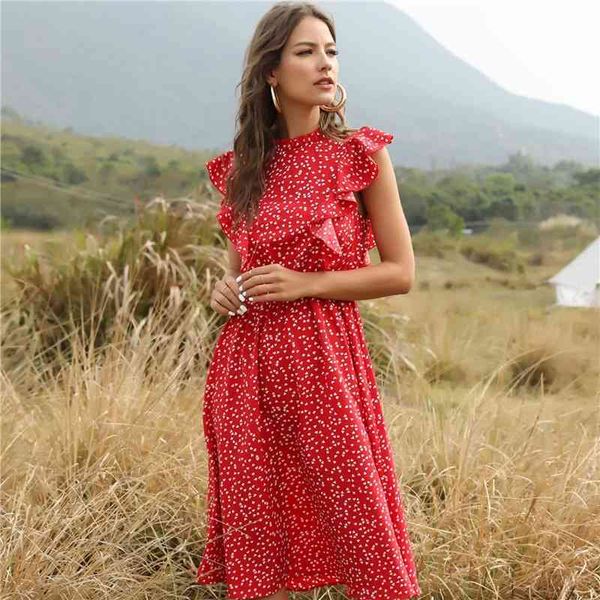 women's casual butterfly sleeves ruffled mid-length red polka dot chiffon skirt loose and versatile temperament mid-length dress 210515, Black;gray
women's casual butterfly sleeves ruffled mid-length red polka dot chiffon skirt loose and versatile temperament mid-length dress 210515, Black;gray