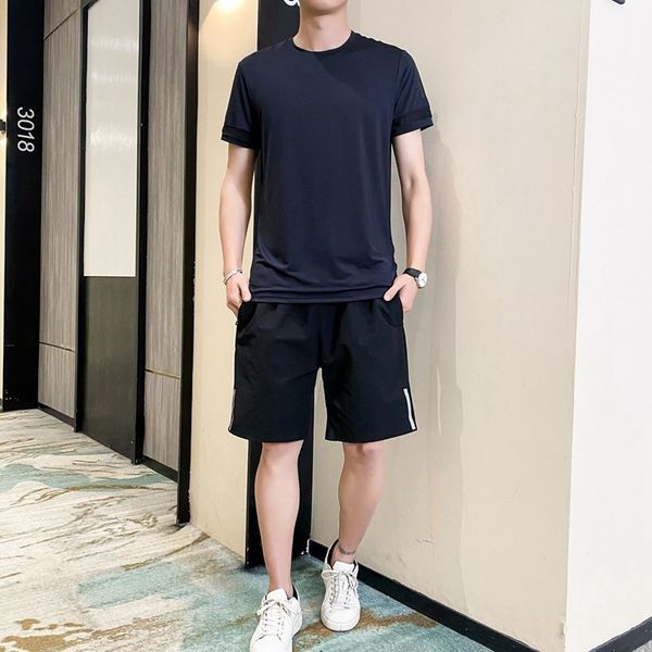 fashion men's tracksuits 2021 suit casual sportswear ice silk short sleeve shorts qui dry two piece set fat fitness running, Gray
fashion men's tracksuits 2021 suit casual sportswear ice silk short sleeve shorts qui dry two piece set fat fitness running, Gray