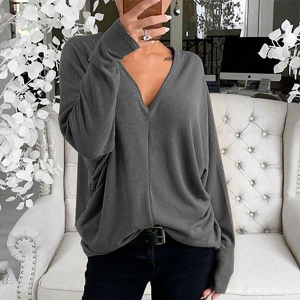 women's t-shirt women v-neck long sleeve elegant solid loose pullover casual female streetwear t shirt 3xl, White
women's t-shirt women v-neck long sleeve elegant solid loose pullover casual female streetwear t shirt 3xl, White