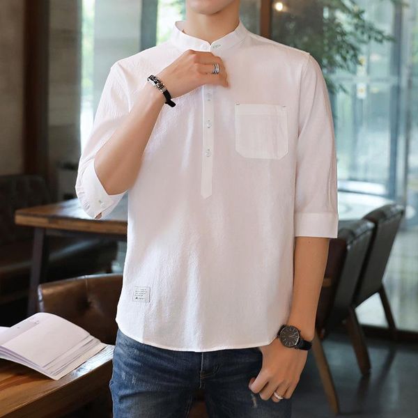men's dress shirts summer quarter sleeve shirt short loose medium cool korean fashion coat thin brilliance premium, White;black
men's dress shirts summer quarter sleeve shirt short loose medium cool korean fashion coat thin brilliance premium, White;black