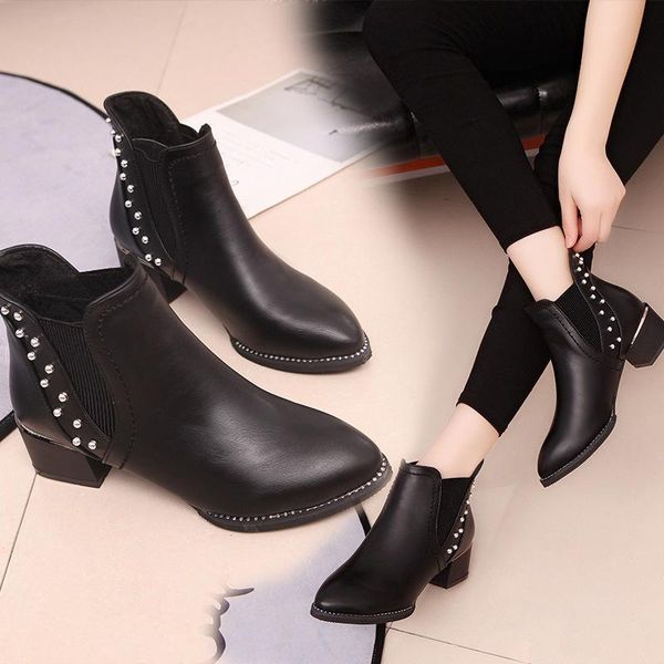 boots nice ankle for women slip on rivet pointed autumn causal shoes leather botas mujer fgb78, Black
boots nice ankle for women slip on rivet pointed autumn causal shoes leather botas mujer fgb78, Black