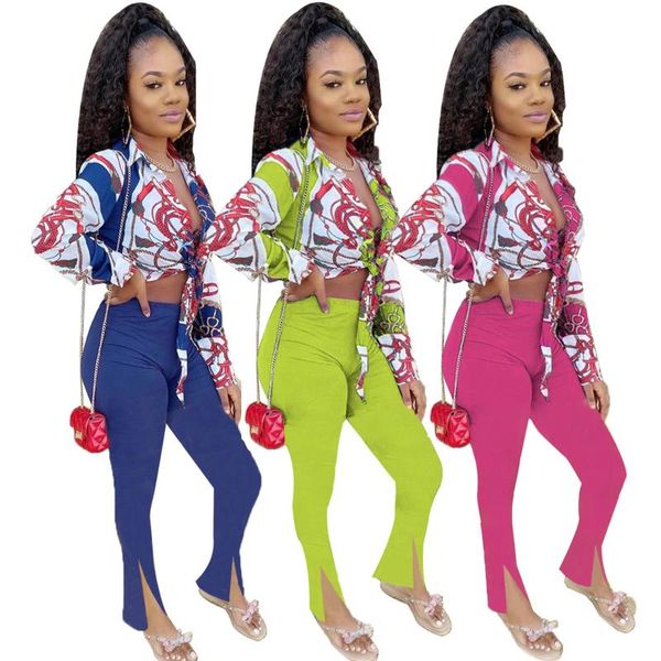 women's tracksuits fashion streetwear print two piece set v neck lace up floral shirt slit hem flare pants slim matching outfits, Gray
women's tracksuits fashion streetwear print two piece set v neck lace up floral shirt slit hem flare pants slim matching outfits, Gray