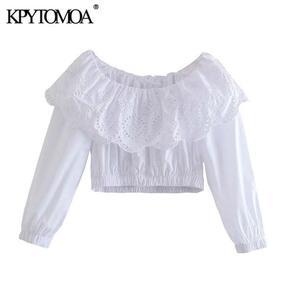 women fashion hollow out embroidery cropped blouses vintage long sleeve elastic trims female shirts chic 210421, White
women fashion hollow out embroidery cropped blouses vintage long sleeve elastic trims female shirts chic 210421, White