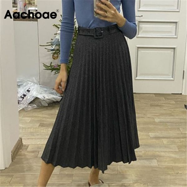 aachoae chic pleated skirts with belt women office high waist midi skirt solid ladies elegant skirts faldas mujer moda 210413, Black
aachoae chic pleated skirts with belt women office high waist midi skirt solid ladies elegant skirts faldas mujer moda 210413, Black