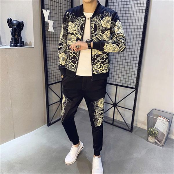 men's tracksuits 2021 autumn sports two-piece printed suit jacket + pants sportswear asian size moda hombre men, Gray
men's tracksuits 2021 autumn sports two-piece printed suit jacket + pants sportswear asian size moda hombre men, Gray