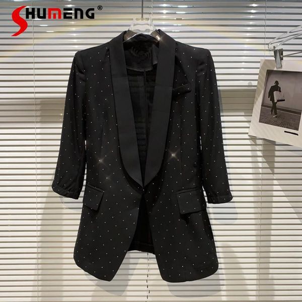 women's suits & blazers 2021 summer fashion rhinestone slim-fitting blazer ladies black nine-quarter sleeve cardigan suit coat for wome, White;black
women's suits & blazers 2021 summer fashion rhinestone slim-fitting blazer ladies black nine-quarter sleeve cardigan suit coat for wome, White;black