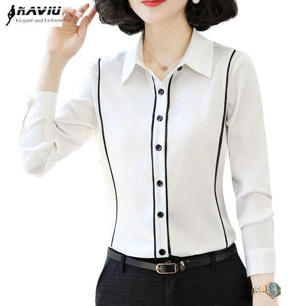 women black white shirt long sleeve autumn slim satin fashion blouses office ladies plus size work 210604
women black white shirt long sleeve autumn slim satin fashion blouses office ladies plus size work 210604