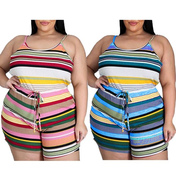 women's tracksuits shzq color striped printing women summer two piece sets plus size lace-up mini shorts + sleeveless spaghetti strap v, Gray
women's tracksuits shzq color striped printing women summer two piece sets plus size lace-up mini shorts + sleeveless spaghetti strap v, Gray