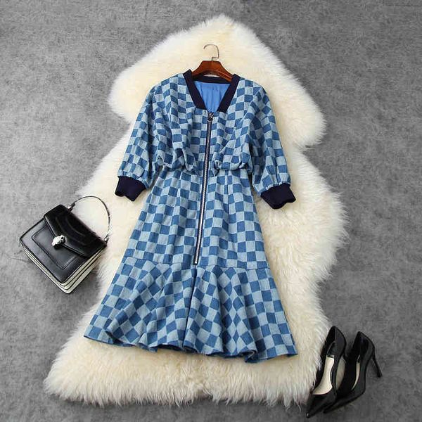 dresses european and american women's wear autumn style five-point sleeve v-neck checked print fashionable denim dress tun1, Black;gray
dresses european and american women's wear autumn style five-point sleeve v-neck checked print fashionable denim dress tun1, Black;gray