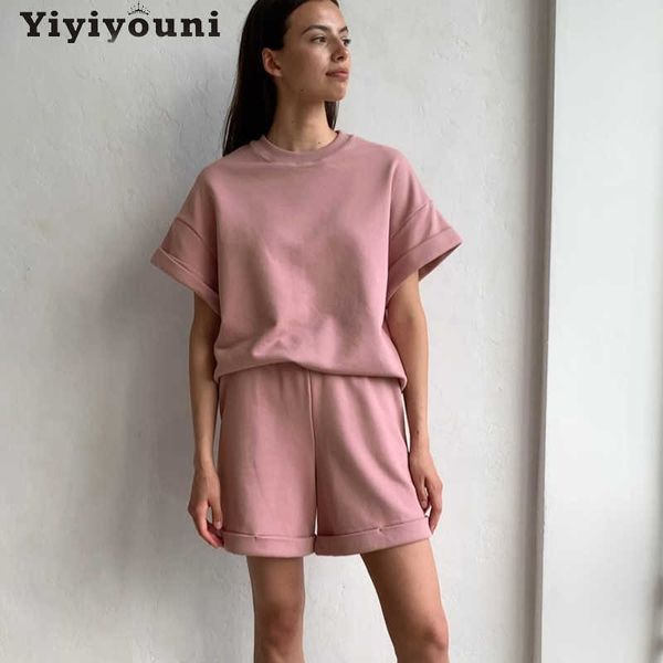 yiyiyouni summer short sleeve t-shirt and high waist shorts suits women solid loose tracksuits 2 piece set women casual outfits 210707, White
yiyiyouni summer short sleeve t-shirt and high waist shorts suits women solid loose tracksuits 2 piece set women casual outfits 210707, White