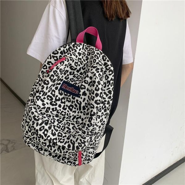 backpack style women's backpacks leopard pattern canvas students school bags for women teenager 2021 casual travel female schoolbag
backpack style women's backpacks leopard pattern canvas students school bags for women teenager 2021 casual travel female schoolbag