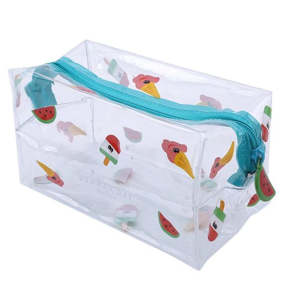 cute sweet make up organizer bag toiletry bathing storage women waterproof transparent ice cream travel cosmetic bags & cases